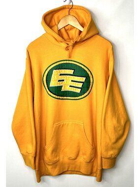 Edmonton Eskimos Hoodie Mens M Yellow CFL Football Pullover Logo Retro Canada